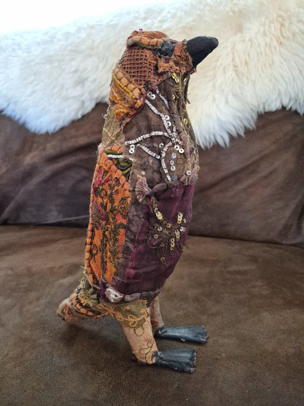 Whimsical Textile Art Bird
